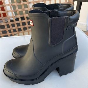 HUNTER ORIGINAL BLOCK HEEL CHELSEA RAIN BOOT